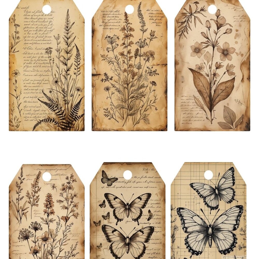 Junk Journal pages - Grungy Botanicals